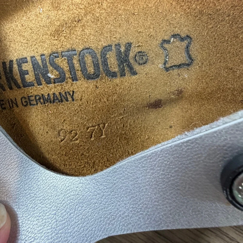 Birkenstock Gizeh Silver Metallic Birko-Flor Thong Sandals Womens 37 L6 M4